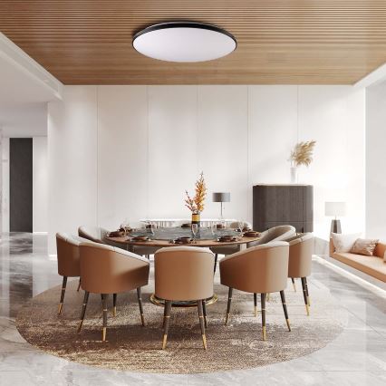 Plafón LED regulable KERN LED/80W/230V 3000-6000K diá. 80 cm negro + control remoto