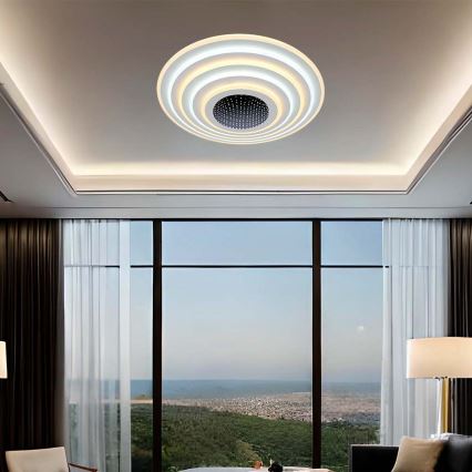 Plafón LED regulable LED/125W/230V 3000-6500K diá. 50 cm + control remoto