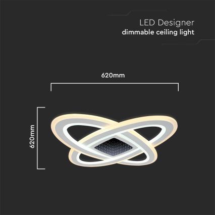 Plafón LED regulable LED/130W/230V 3000-6500K 62x62 cm + control remoto
