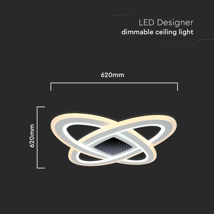 Plafón LED regulable LED/130W/230V 3000-6500K 62x62 cm + control remoto