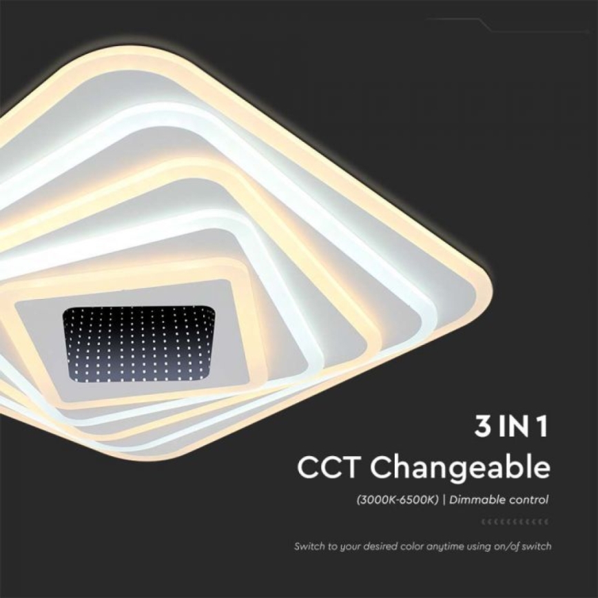 Plafón LED regulable LED/150W/230V 3000-6500K 51x51 cm + control remoto