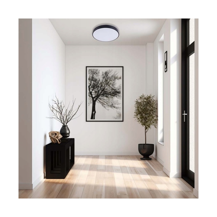 Plafón LED regulable LED/30W/230V 3000-6500K diá. 30 cm negro + control remoto