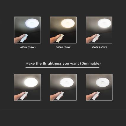 Plafón LED regulable LED/40W/230V 3000/4000/6500K diá. 39 cm + control remoto