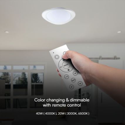 Plafón LED regulable LED/40W/230V 3000-6500K 45 cm blanco + control remoto