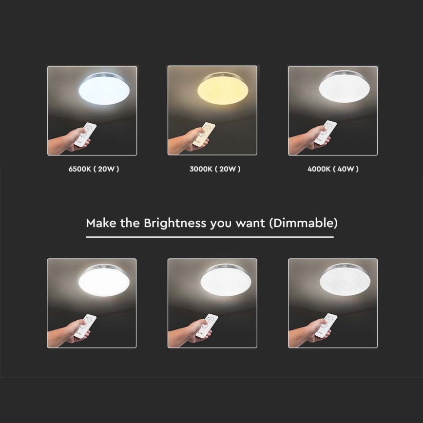 Plafón LED regulable LED/40W/230V 3000K/4000K/6500K diá. 39,5 cm + control remoto