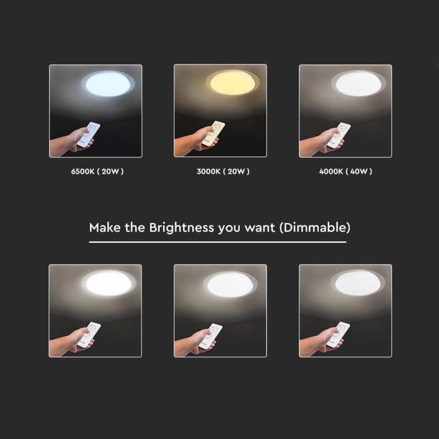 Plafón LED regulable LED/40W/230V 3000K/4000K/6500K diá. 46,5 cm + control remoto