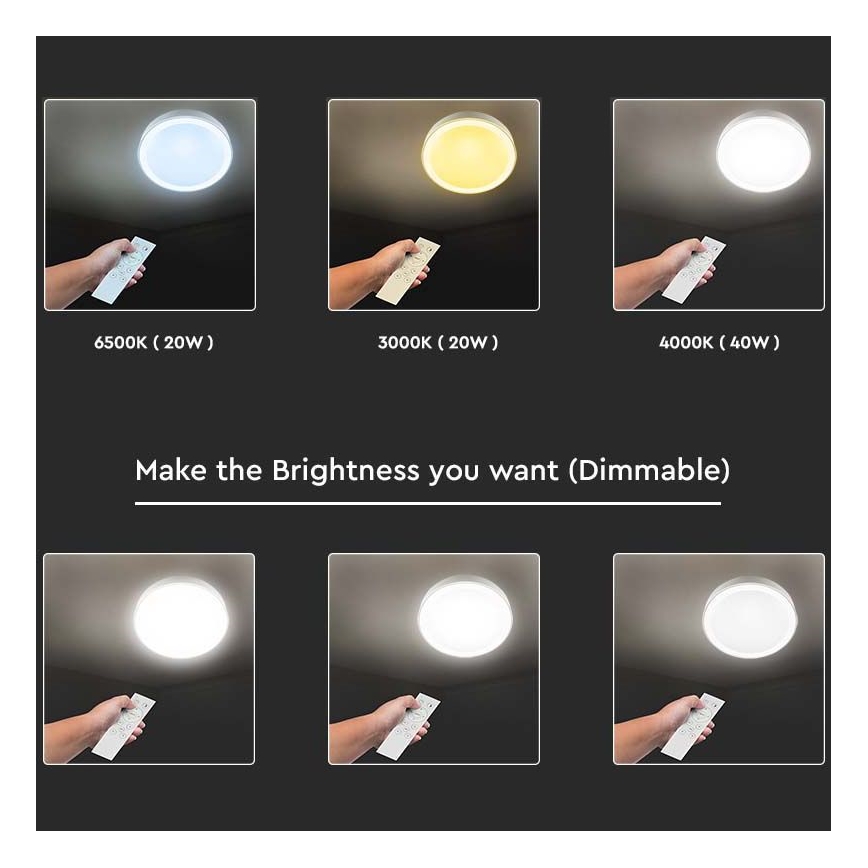 Plafón LED regulable LED/40W/230V 3000K/4000K/6500K diá. 41 cm + control remoto