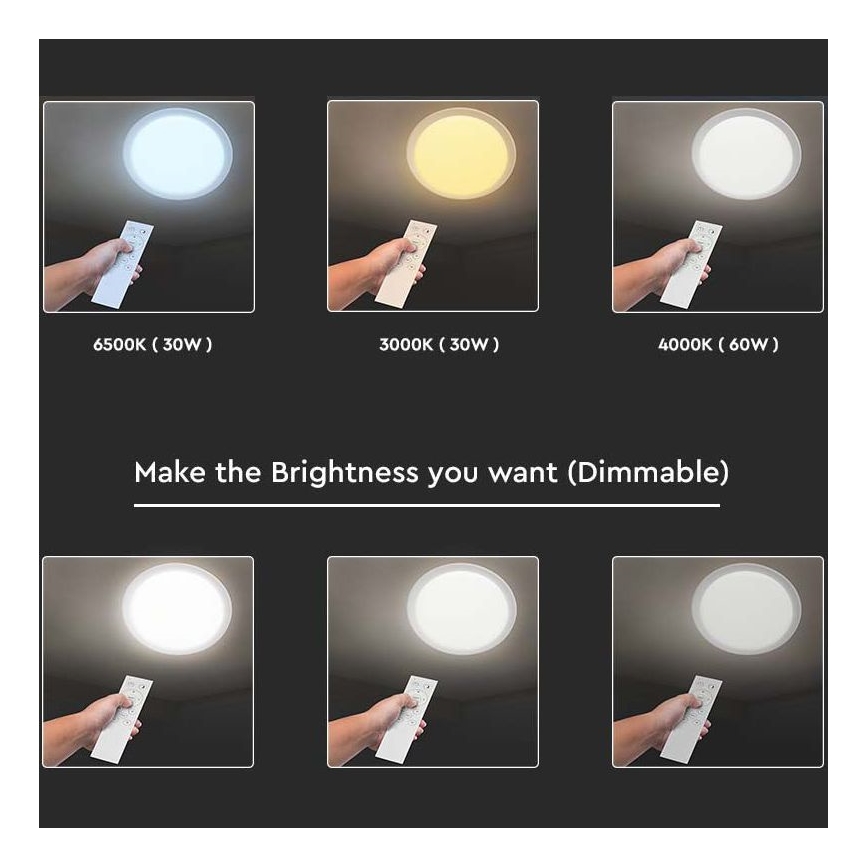 Plafón LED regulable LED/40W/230V 3000K/4000K/6500K diá. 56,5 cm + control remoto