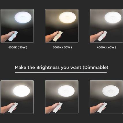 Plafón LED regulable LED/40W/230V 3000K/4000K/6500K diá. 49 cm + control remoto