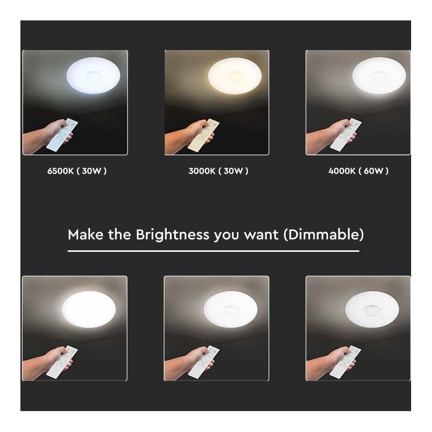 Plafón LED regulable LED/40W/230V 3000K/4000K/6500K diá. 49 cm + control remoto