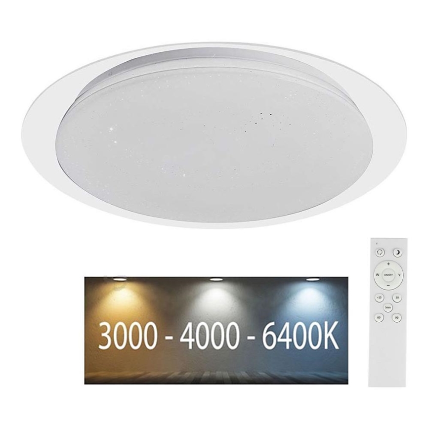 Plafón LED regulable LED/40W/230V 3000K/4000K/6500K diá. 46,5 cm + control remoto