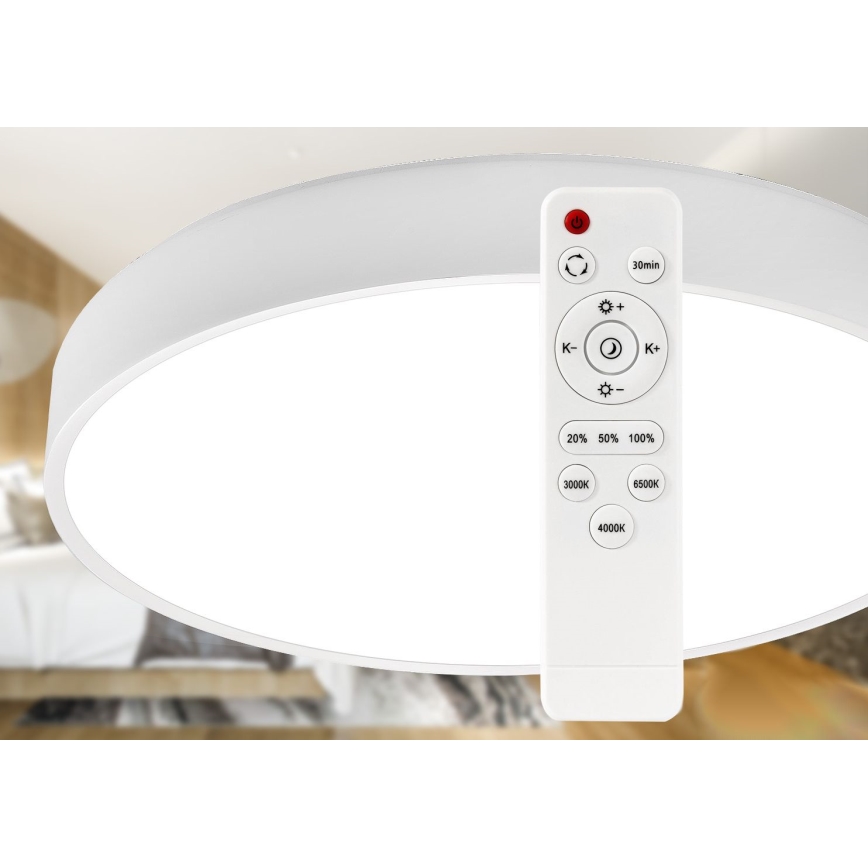 Plafón LED regulable LED/60W/230V 3000-6500K diá. 60 cm blanco + control remoto