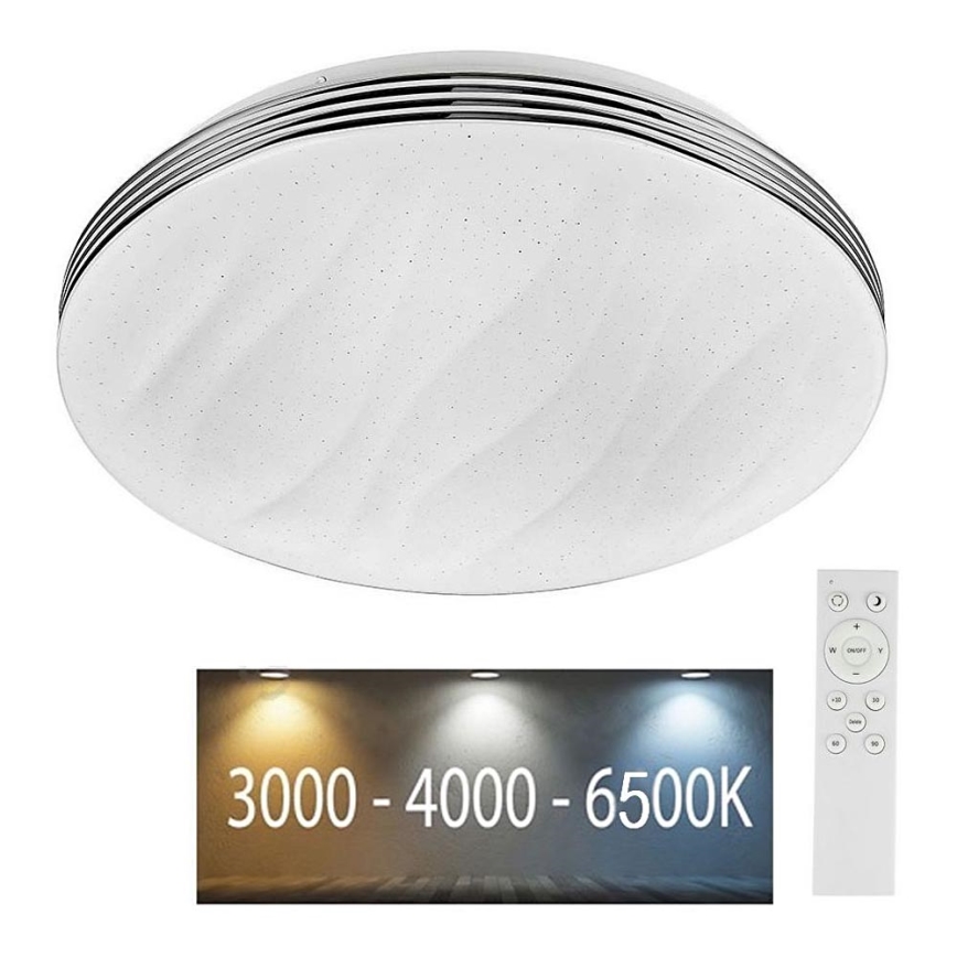 Plafón LED regulable LED/60W/230V 3000K/4000K/6500K diá. 50 cm + control remoto