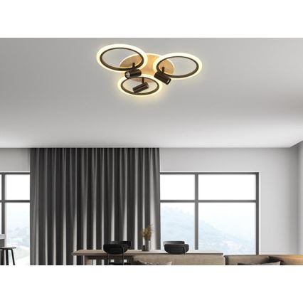 Plafón LED regulable LED/70W/230V 3000-6500K negro/marrón + control remoto