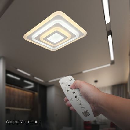 Plafón LED regulable LED/77W/230V 3000-6500K 49,5x49,5 cm + control remoto