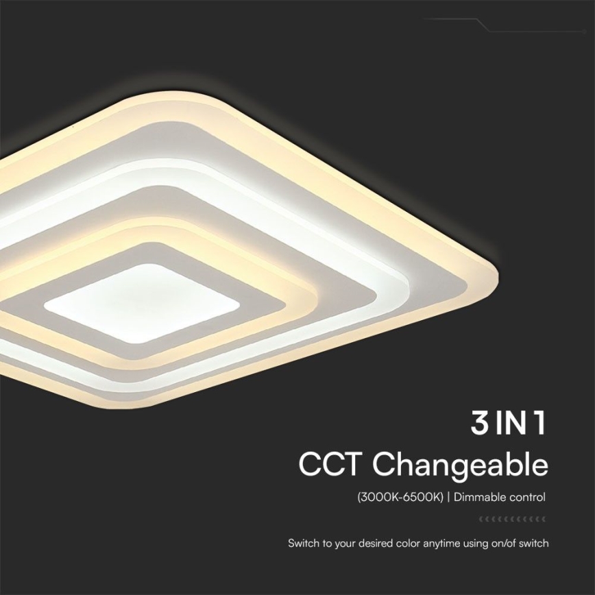 Plafón LED regulable LED/77W/230V 3000-6500K 49,5x49,5 cm + control remoto