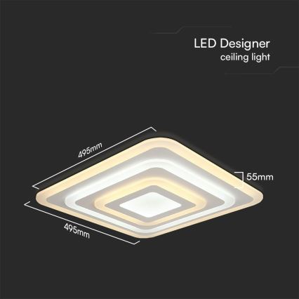 Plafón LED regulable LED/77W/230V 3000-6500K 49,5x49,5 cm + control remoto