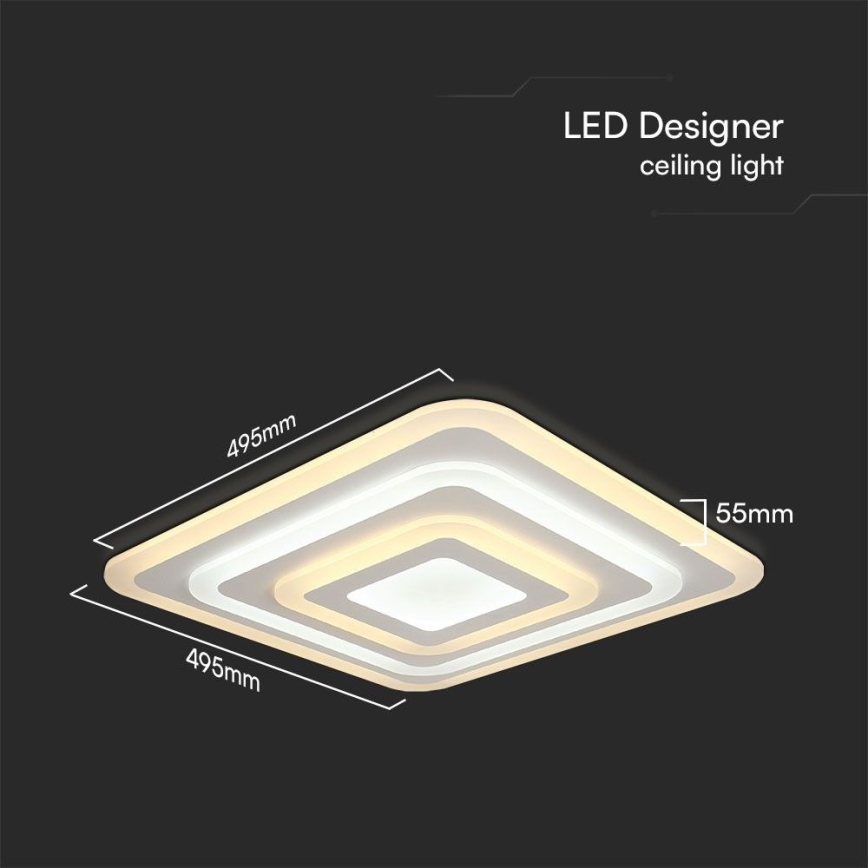 Plafón LED regulable LED/77W/230V 3000-6500K 49,5x49,5 cm + control remoto