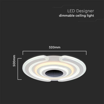 Plafón LED regulable LED/95W/230V 3000-6500K diá. 52 cm + control remoto