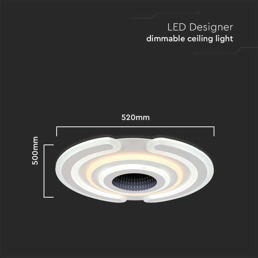 Plafón LED regulable LED/95W/230V 3000-6500K diá. 52 cm + control remoto