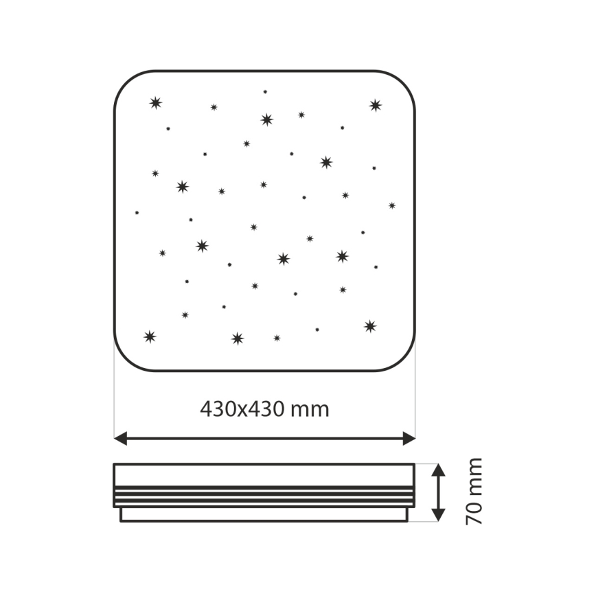 Plafón LED regulable MANA LED/36W/230V 2700-6500K 43x43 cm + control remoto