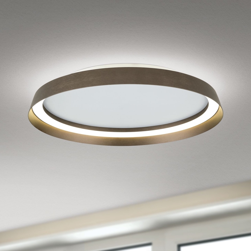 Plafón LED regulable MANTA LED/38W/230V 2700/3000/4000K diá. 45 cm marrón