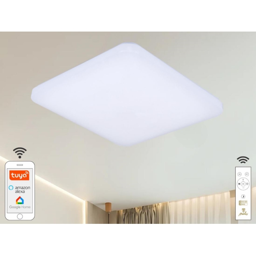 Plafón LED regulable OPAL LED/48W/230V 2700-6500K Wi-Fi Tuya blanco + control remoto