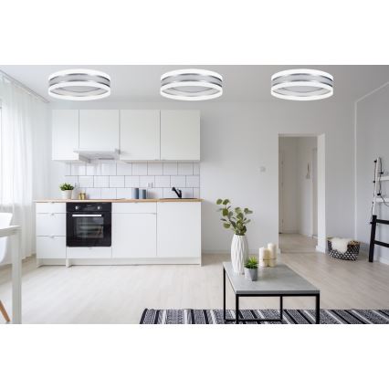 Plafón LED regulable SMART CORAL LED/24W/230V blanco/plata + mando a distancia