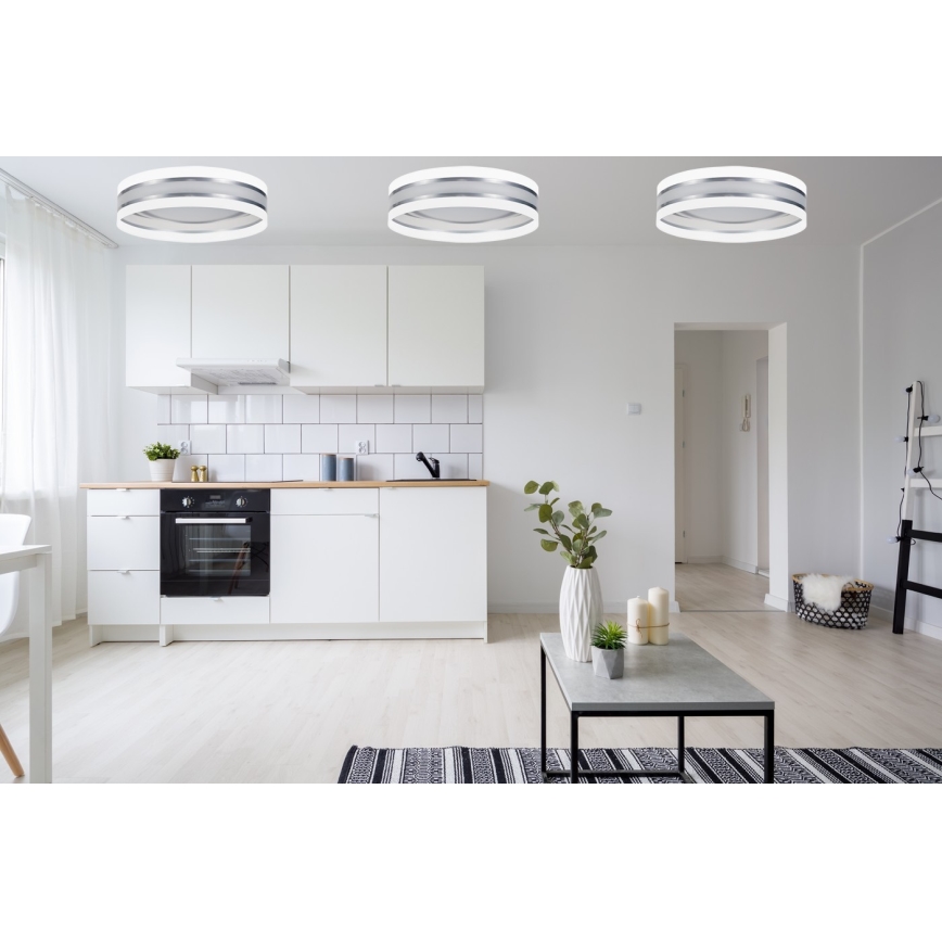 Plafón LED regulable SMART CORAL LED/24W/230V blanco/plata + mando a distancia