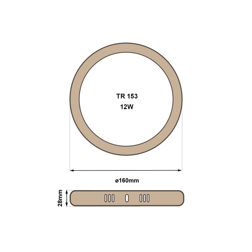 Plafón LED RING LED/12W/230V 4200K diá. 16 cm marrón