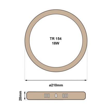 Plafón LED RING LED/18W/230V 4200K diá. 21 cm marrón