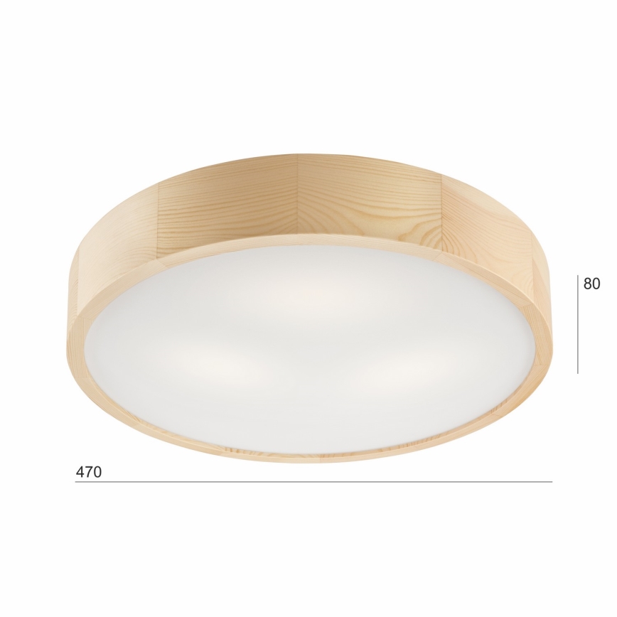 Plafón NATURAL 3xE27/60W/230V ø 47 cm pino