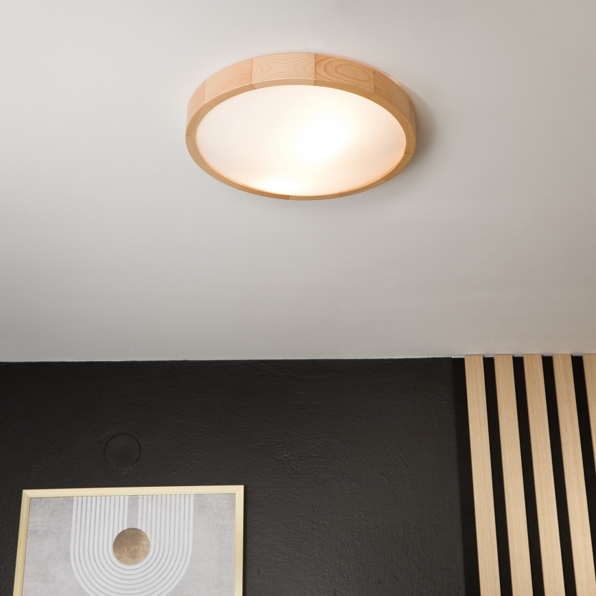 Plafón NATURAL SLIM 2xE27/60W/230V ø 37 cm pino