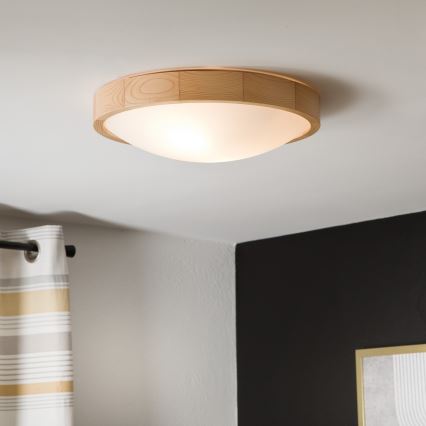 Plafón NATURAL SLIM 2xE27/60W/230V ø 37 cm pino