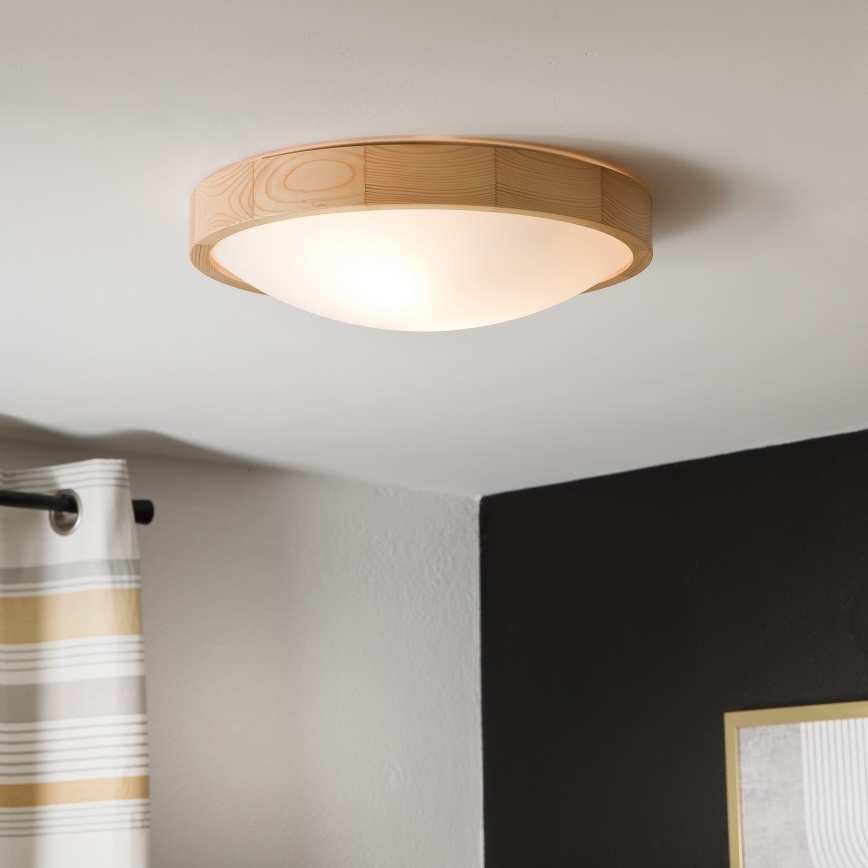 Plafón NATURAL SLIM 2xE27/60W/230V ø 37 cm pino