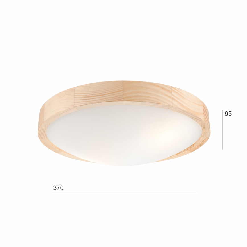 Plafón NATURAL SLIM 2xE27/60W/230V ø 37 cm pino