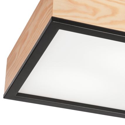 Plafón NATURAL SQUARE 2xE27/15W/230V 31x31 cm pino/negro