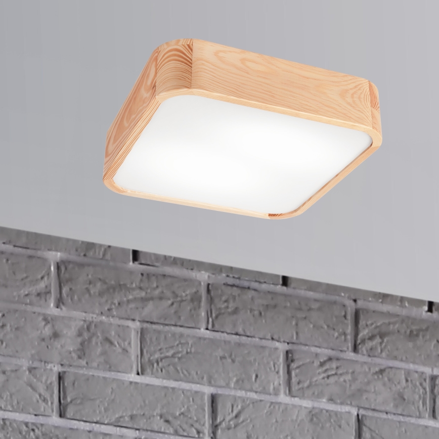 Plafón NATURAL SQUARE 2xE27/15W/230V 35x35 cm pino