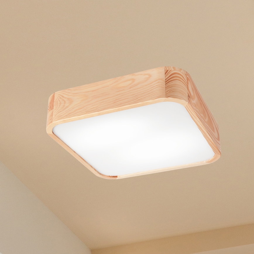 Plafón NATURAL SQUARE 2xE27/15W/230V 35x35 cm pino