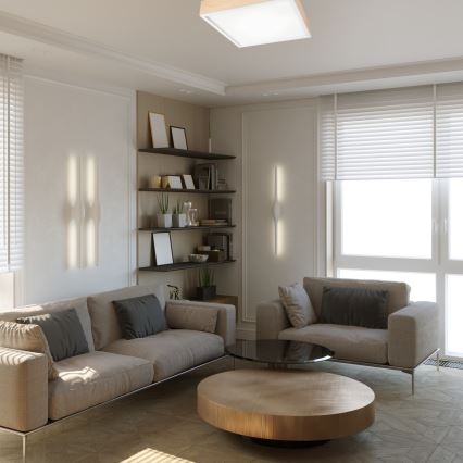 Plafón NATURAL SQUARE 4xE27/15W/230V 48x48 cm pino/blanco