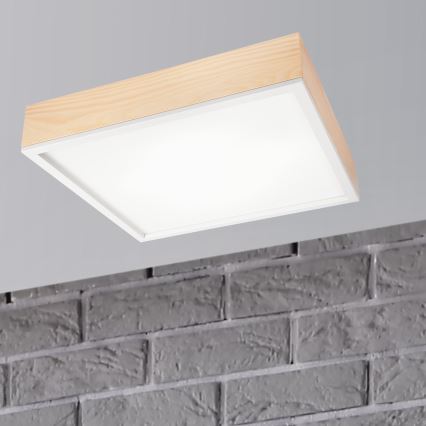 Plafón NATURAL SQUARE 4xE27/15W/230V 48x48 cm pino/blanco
