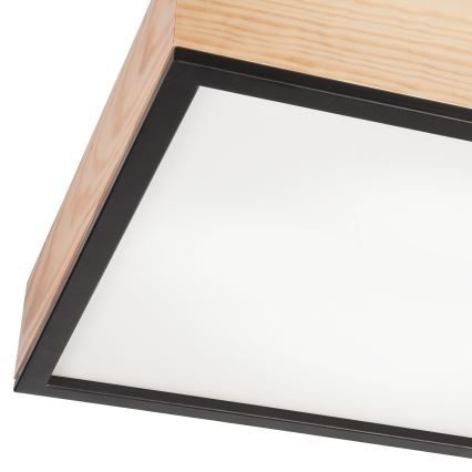 Plafón NATURAL SQUARE 4xE27/15W/230V 48x48 cm pino/negro