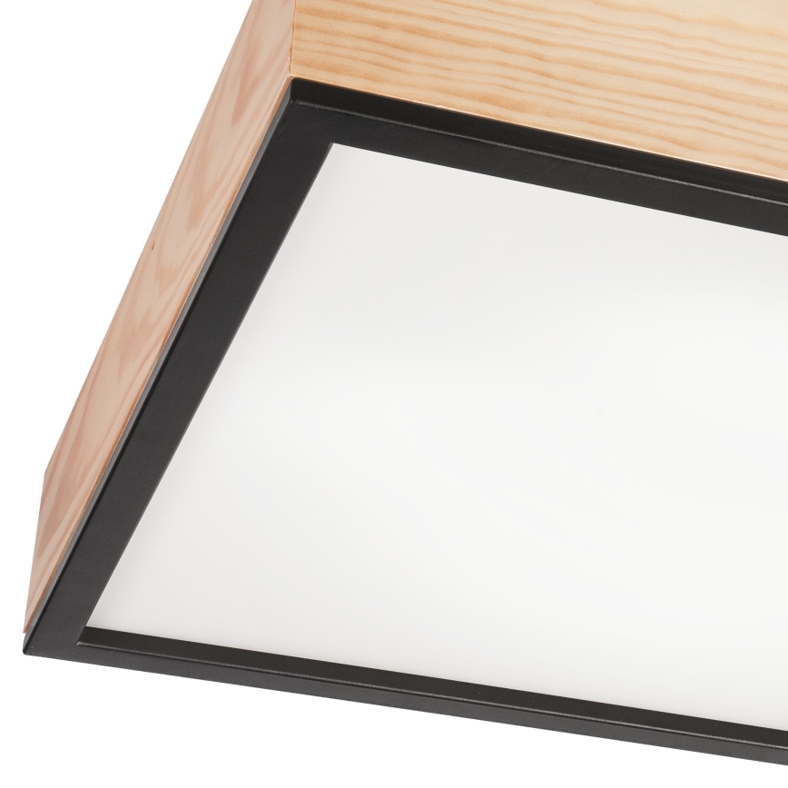 Plafón NATURAL SQUARE 4xE27/15W/230V 48x48 cm pino/negro