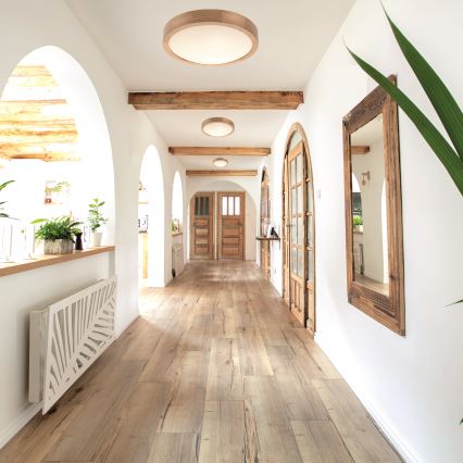 Plafón OAK SLIM 2xE27/60W/230V roble ø 37 cm