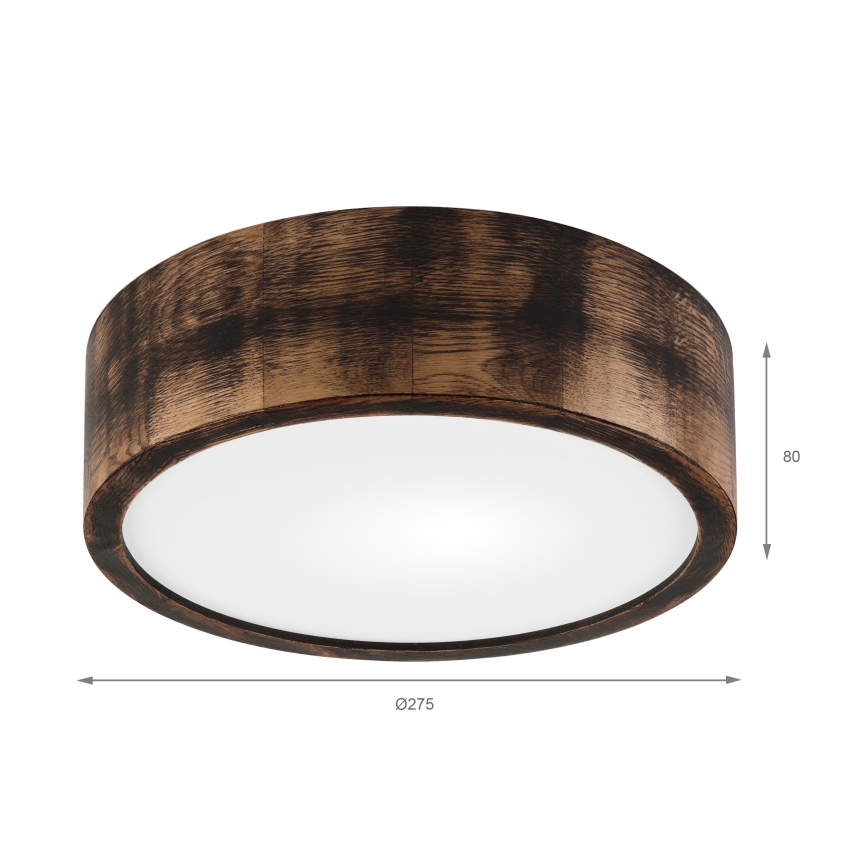 Plafón OAK SMOKY 1xE27/15W/230V ø 27,5 cm roble/marón oscuro