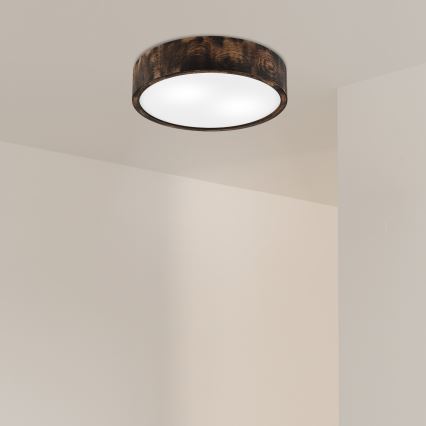 Plafón OAK SMOKY 2xE27/15W/230V ø 37,5 cm roble/marón oscuro