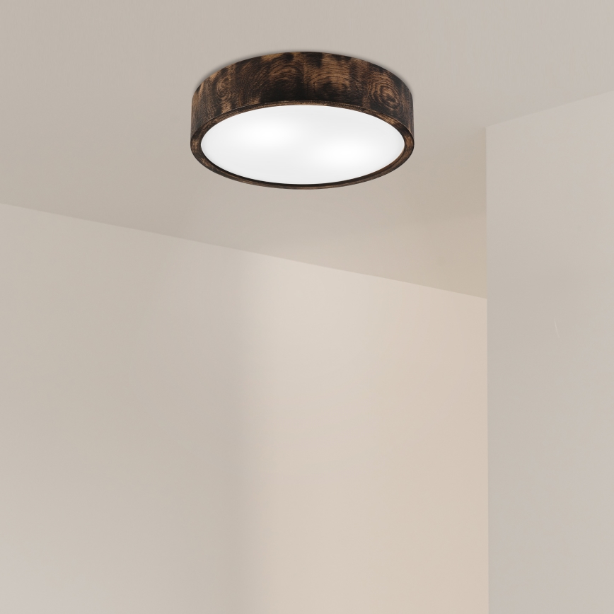 Plafón OAK SMOKY 2xE27/15W/230V ø 37,5 cm roble/marón oscuro