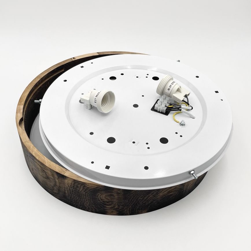 Plafón OAK SMOKY 2xE27/15W/230V ø 37,5 cm roble/marón oscuro