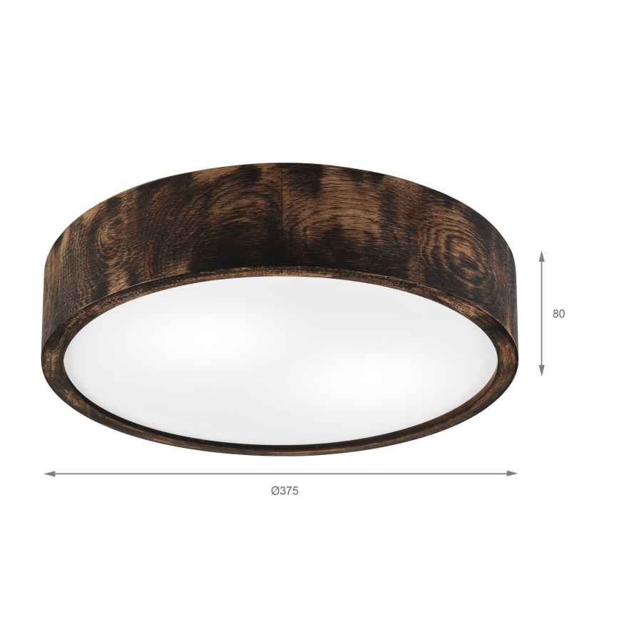 Plafón OAK SMOKY 2xE27/15W/230V ø 37,5 cm roble/marón oscuro