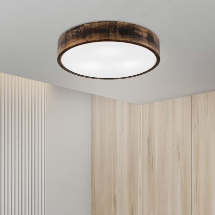 Plafón OAK SMOKY 3xE27/15W/230V ø 47,5 cm roble/marón oscuro